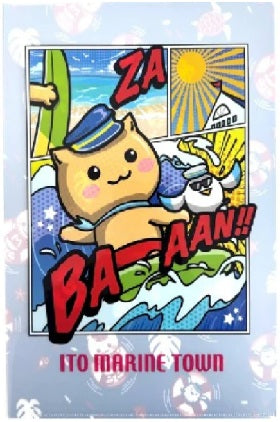 フェイスタオル(ブルー)&2026年マリにゃん 干支缶バッジ&マリにゃんクリアファイル