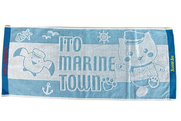 フェイスタオル　ブルー　（道の駅 伊東マリンタウン オリジナル）