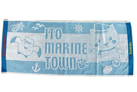 フェイスタオル　ブルー　（道の駅 伊東マリンタウン オリジナル）